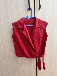 Red Wrap Sleeveless Top