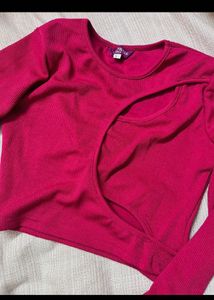 DATE PERFECT Pink Cutout Top