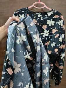 Women's Black Floral Midi Dress