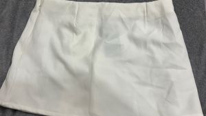 White Skater Skirt with Tie Detail