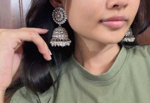 Elegant Jhumka Earrings with Pearls