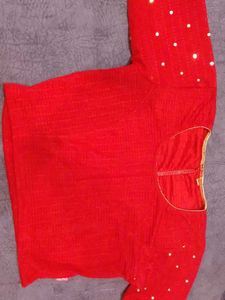 Red Embellished Blouse