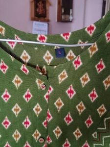 Stylish Green Printed Cotton Kurta