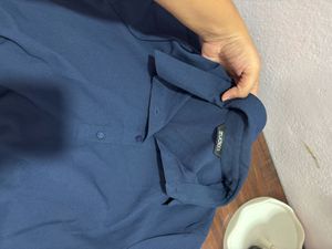 Blue Smocked Detail Collared Top