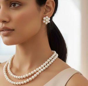 Elegant Pearl Necklace and Earrings Set