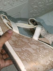 Cream Wedge Sandals