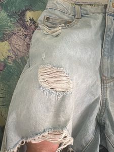 Light Wash Ripped Denim Shorts