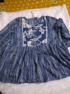 Blue Printed peplum top