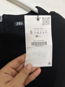 Zara Black Mini Dress with Belt &amp; Shoulder Pads