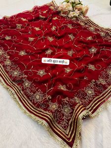 Exquisite Red Embroidered Saree