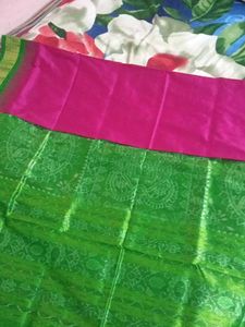 Sambalpuri Half tissue Pink Pata Saree (odisha)