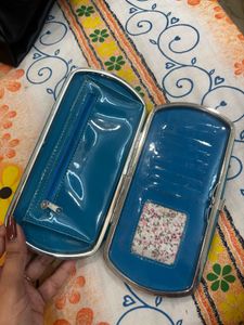 Teal Patent Clutch Bag