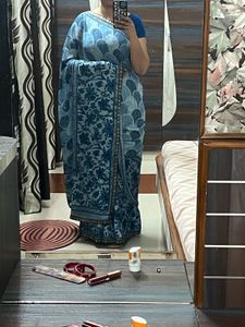 Elegant Blue Printed Saree