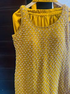 Mustard Embellished Kurta Set