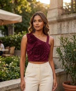 Chic One-Shoulder Floral Crop Top