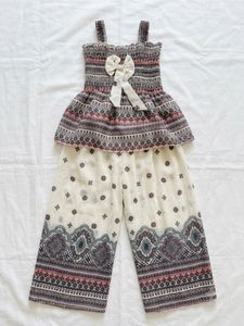 Boho Smocked Peplum Top & Palazzo Pants Set