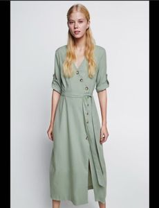 Mint Green Button-Up Dress