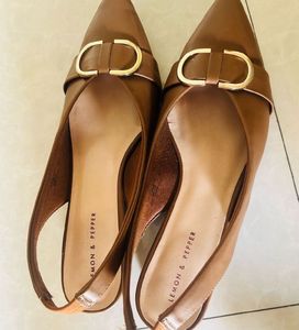 Chic Brown Toe Slingback Heels- LEMON &amp; PEPPER