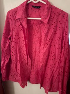 Chic Eyelet Button-Up Blouse