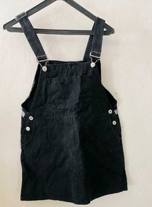 Black Denim Pinafore Dress