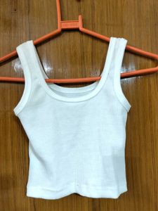 White Ribbed Crop Tank Top💌