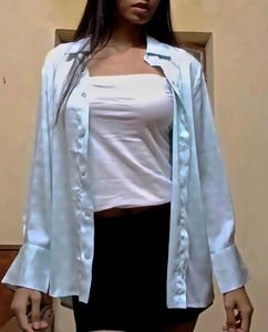 Stylish Light Blue Oversized Shirt