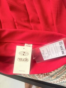 Red Pleated Mini Skirt