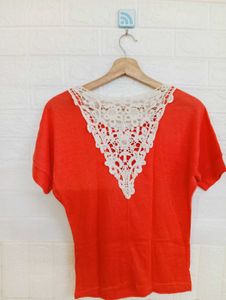 Primark Orange Lace Back T-Shirt