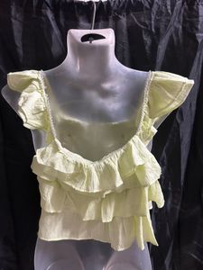 Lime Green Ruffled Crop Top