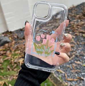 Cute Tulip Clear Phone Case for IPHONE 16