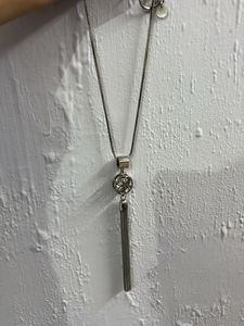 Long Silver Tassel Pendant Necklace
