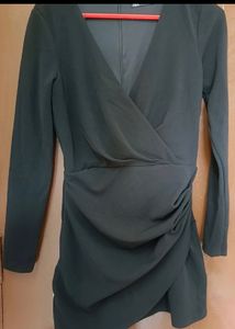 ZARA black Mini Deep Neckline Dress