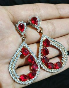 Ruby & Diamond Drop Earrings