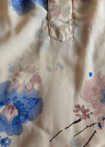 Sheer Floral Print Button-Up Shirt