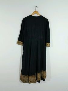 Black A Line Long Printed Kurta For Women's