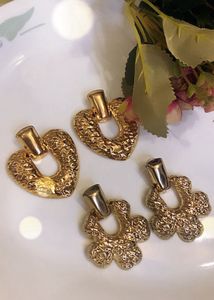 Gold Textured Heart & Flower Earrings set