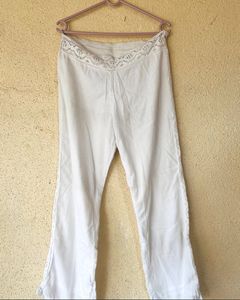 White Pants with Lace Detail