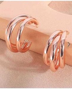 Chic Rose Gold Multi-Row Hoop Earrings