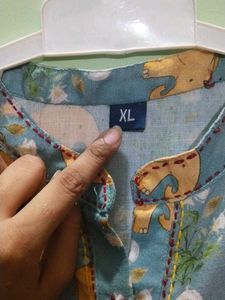 Blue Elephant Print Kurta