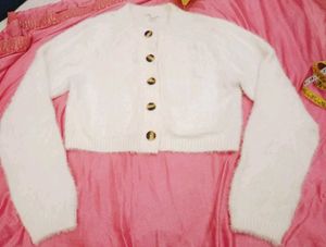 Cream Rib-Knit Cardigan