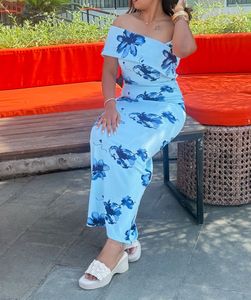Chic Light Blue Floral Maxi Dress