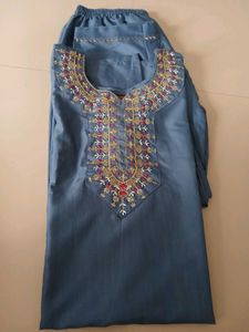 Embroidered Blue Kurta Set