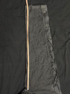 Archive Lace-Up Detail Black Denim Baggy Jeans