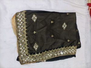 Black Saree with mirror work 💕