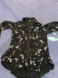 Patterned Sheer Blouse