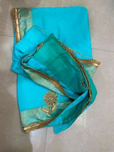 Beautiful Blue Embroidered Saree