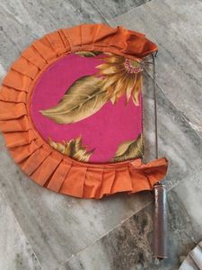 Vintage Hand Fan with Floral Print