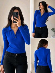 💙 Royal Blue Top & Black Jeans Combo