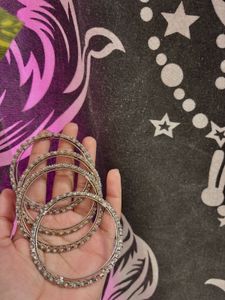 Sparkling Rhinestone Bangle Set