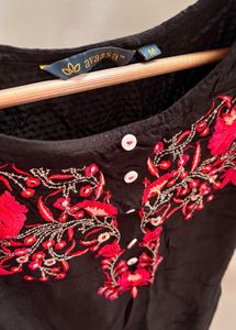 Embroidered Black Kurta